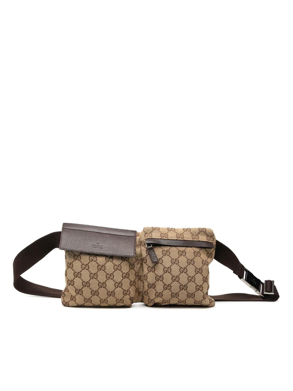 Gucci Gg Canvas Double Pocket Belt Bag #361355G65B